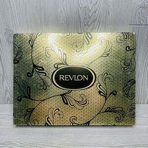 Vintage gold and black shiny foiled revlon empty gift box prop decoration